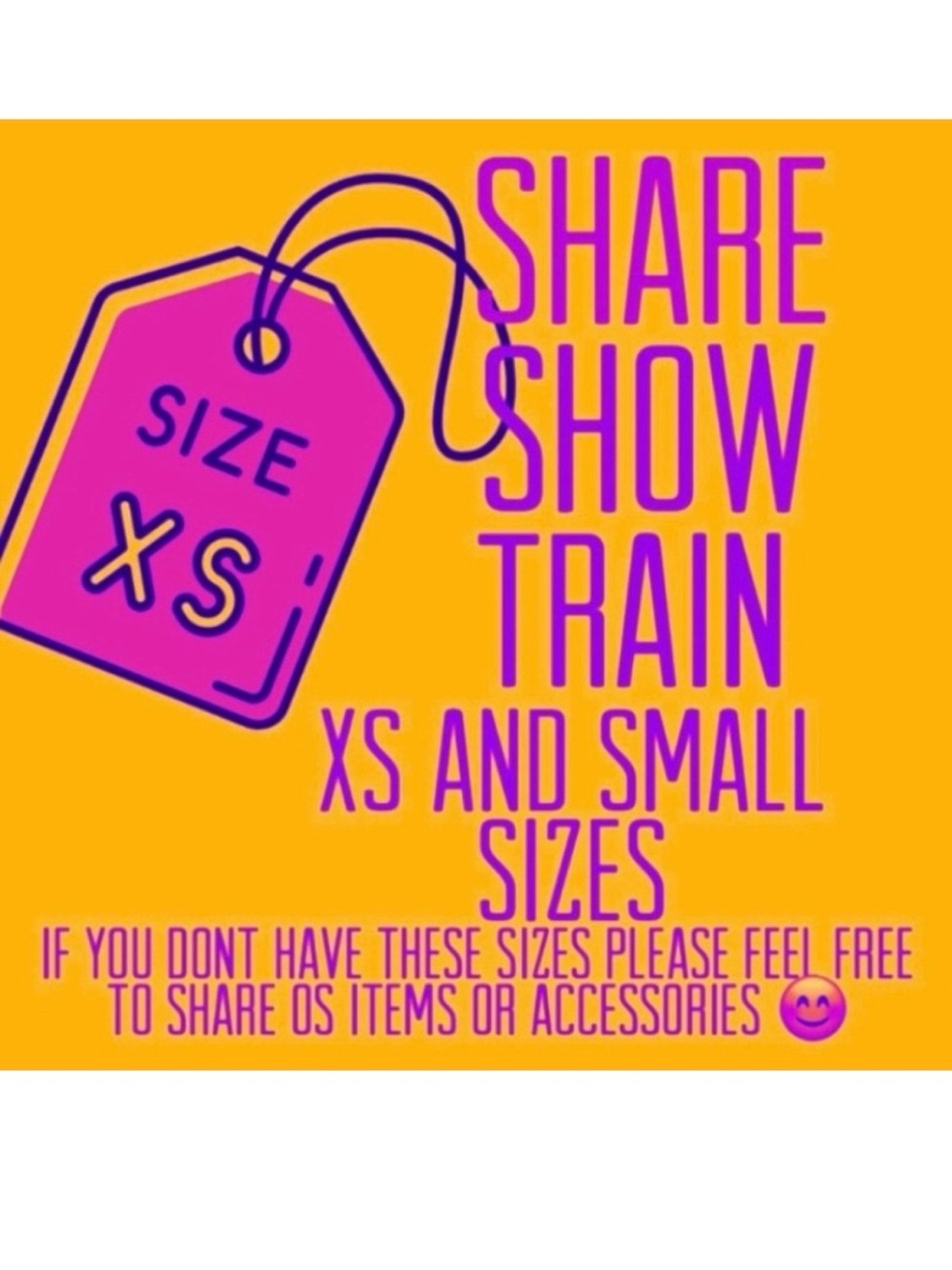XS and Small women’s and men’s Share show & Train
